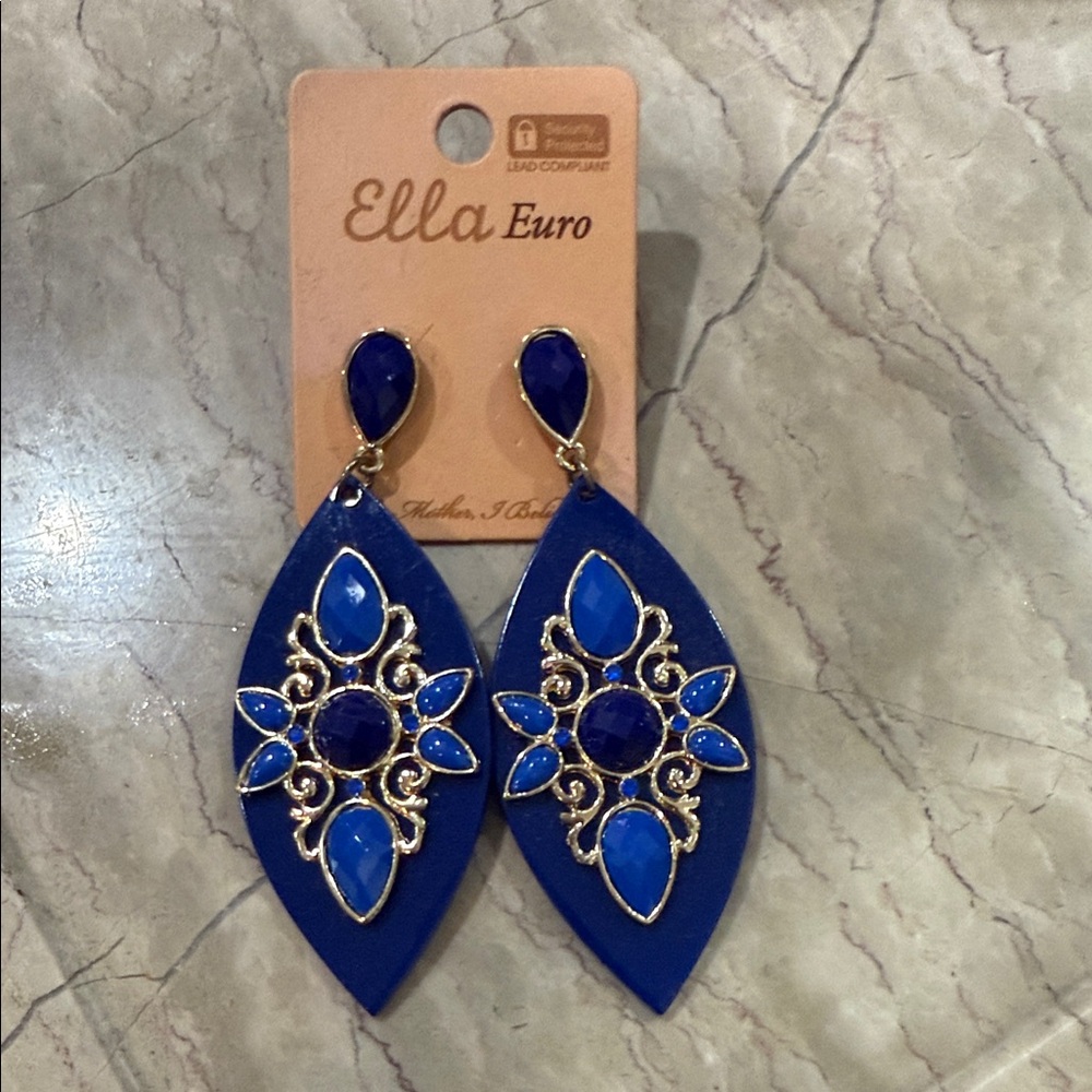 Blue and Gold Earrings